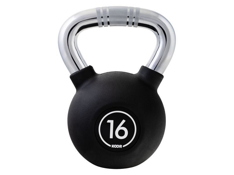 KOOR Kettlebell 16 kg, Schwarz Kugelhantel für Krafttraining