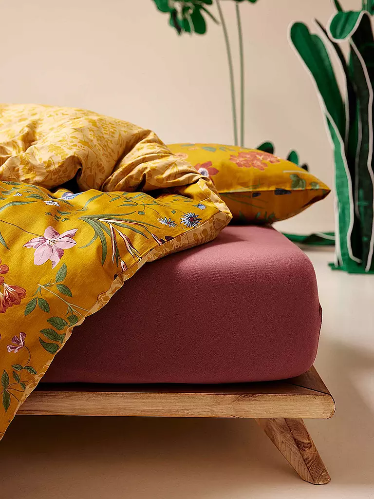 ESSENZA Satin-Bettwäsche MARIGOLD 70x90cm/140x200cm Flower Ochre gold