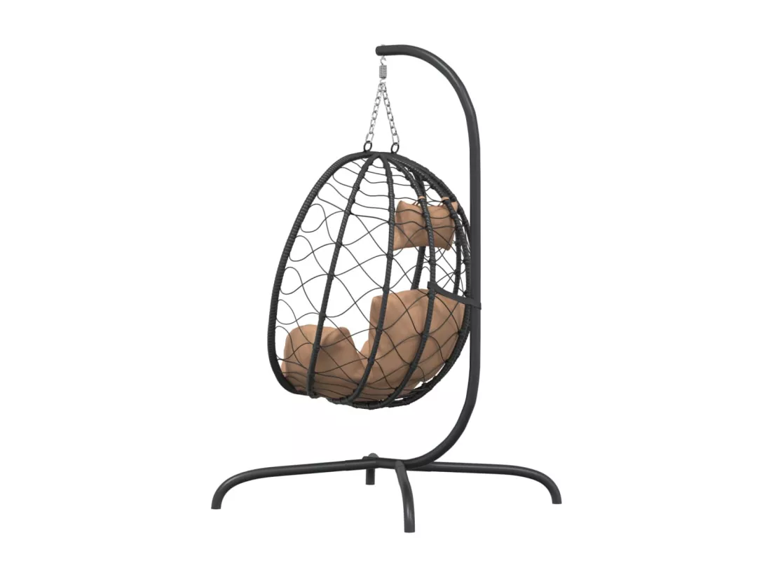 Chaise suspendue en forme d'œuf avec coussin taupe
