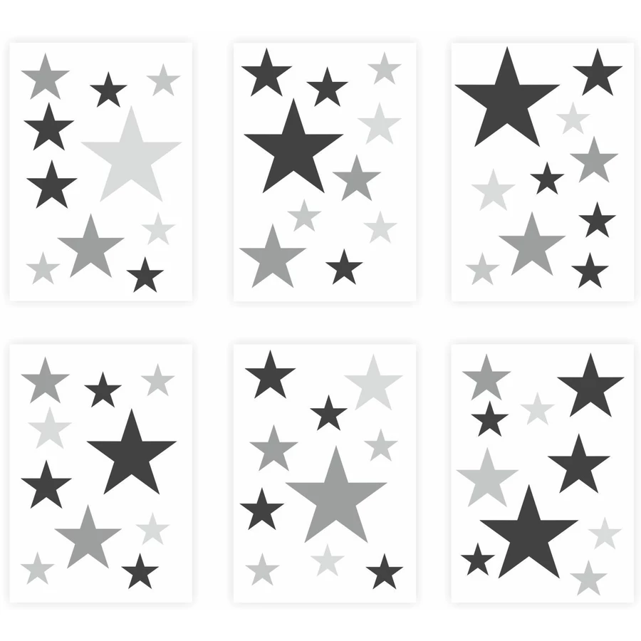 Nikima Wandtattoo 129-5 Sterne-Set schwarz-grau 60 Stück schwarz-grau