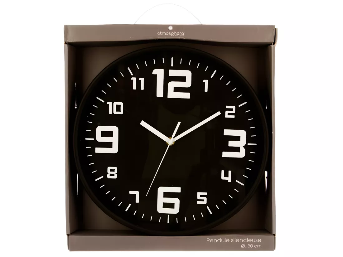 Pendule murale silencieuse Best Noir D 30 cm