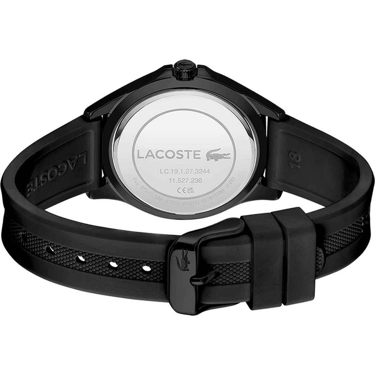 Montre Lacoste femme acier noir bracelet silicone noir