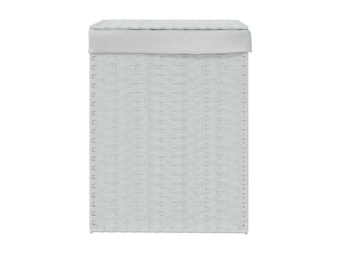 Panier à linge avec couvercle blanc 46x33x60 résine tressée