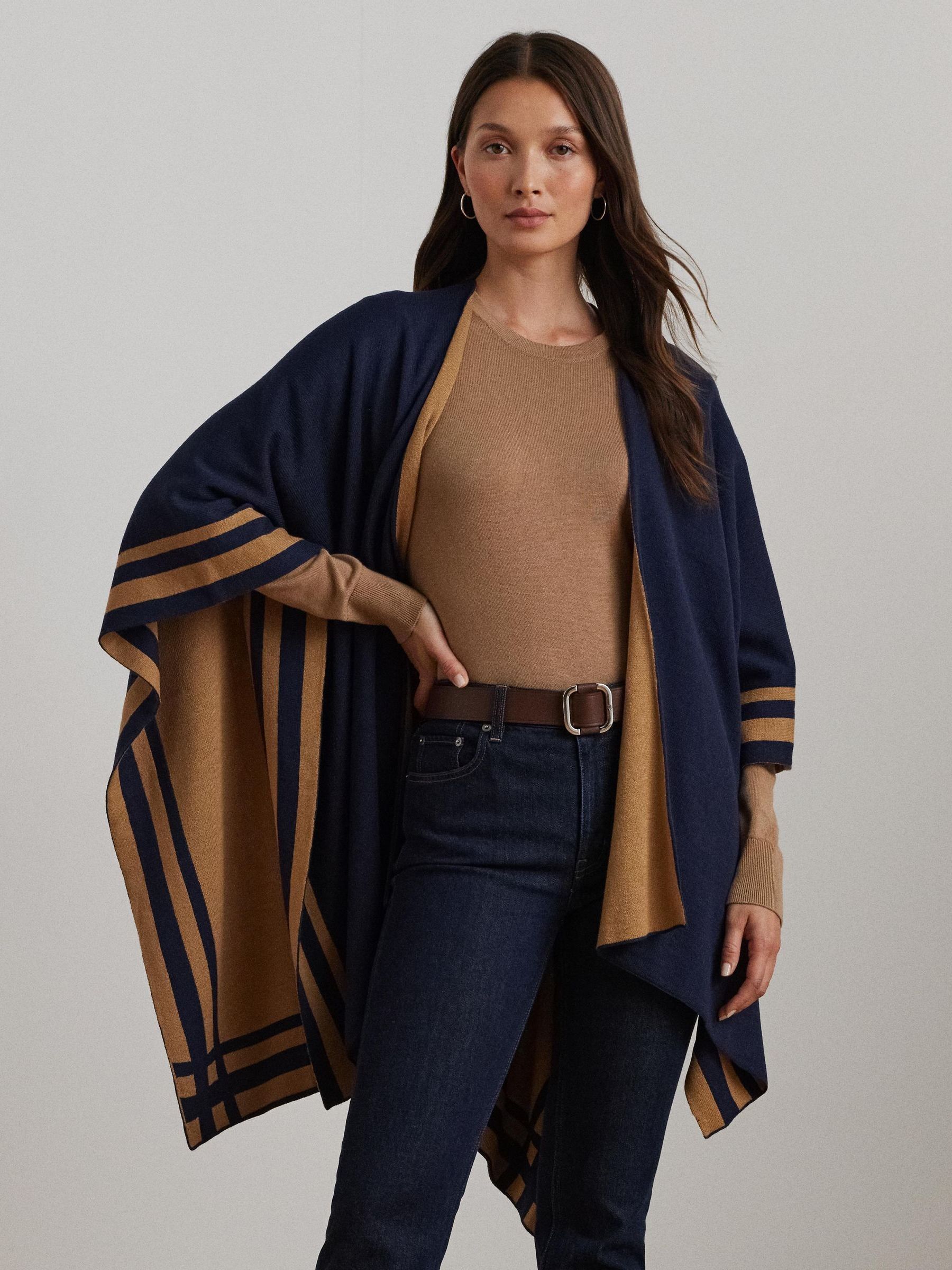 Lauren Ralph Lauren poncho van acryl met strepen