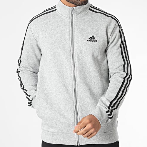 Ensemble De Survetement A Bandes 3 Stripes IA3073 Gris Chiné Noir