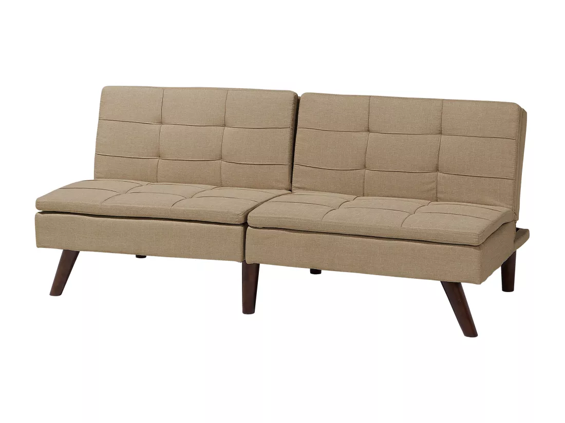 Canapé convertible 3 places en tissu marron clair RONNE
