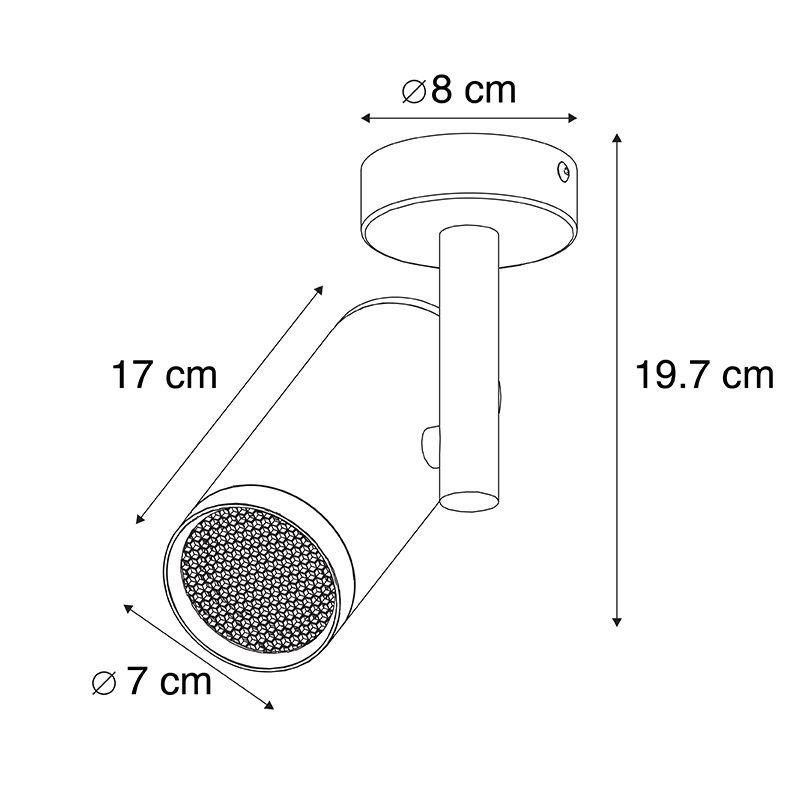 Design plafondspot zwart kantelbaar GU10 50mm - Scopio Honey