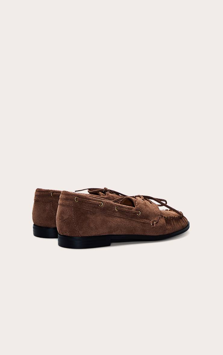 Chocolat Mocassin Froncé À Lacets En Synthétique
