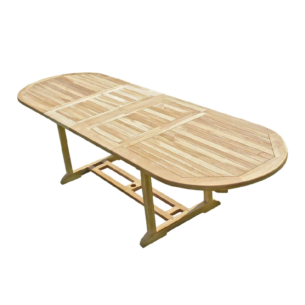 Table de jardin ovale extensible – 100% teck massif – 8 à 10 places