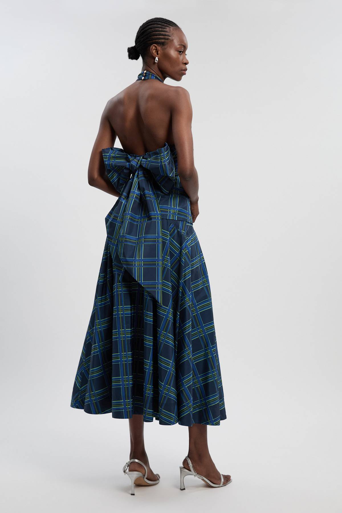 KarenMillen Jupe Longue en Taffetas Tissé à Motif Carreaux