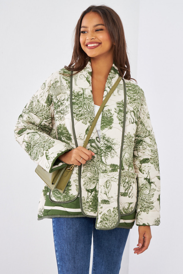 Veste matelassée kaki à motif jungle