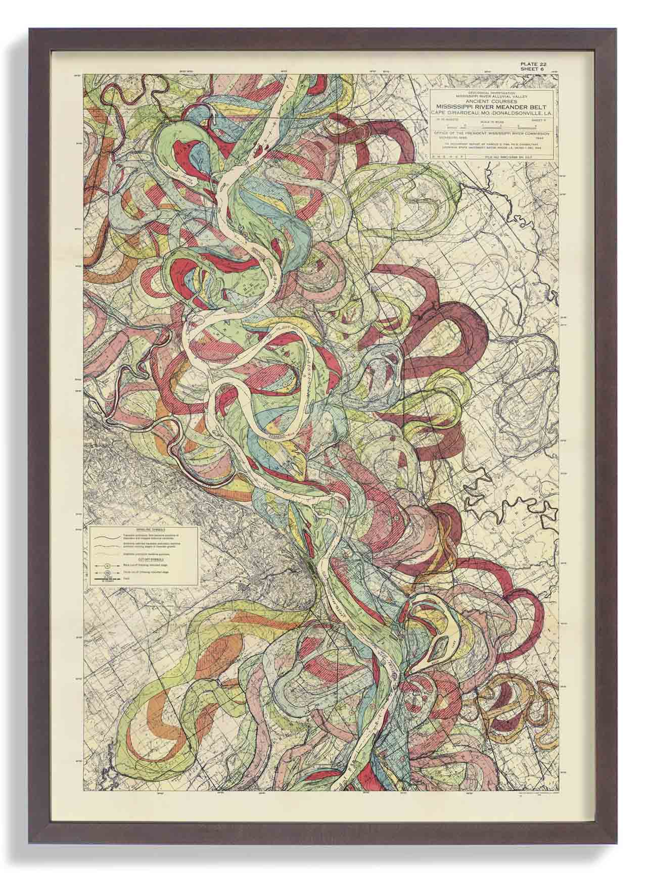 Der mäandernde Mississippi von Harold Fisk; Tafel 22, Blatt 6