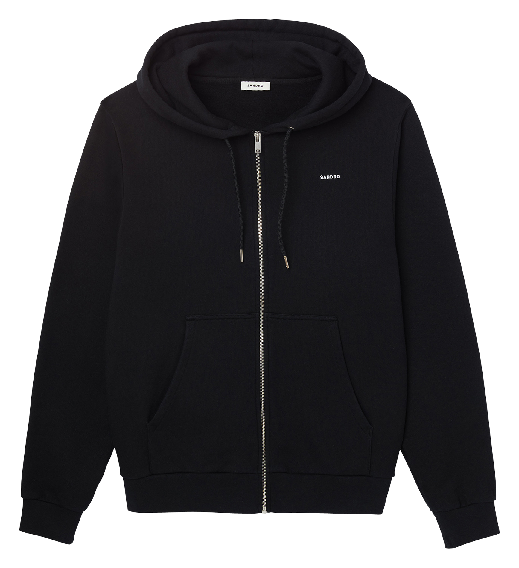 Sweat zippé à capuche regular-fit en coton| Noir