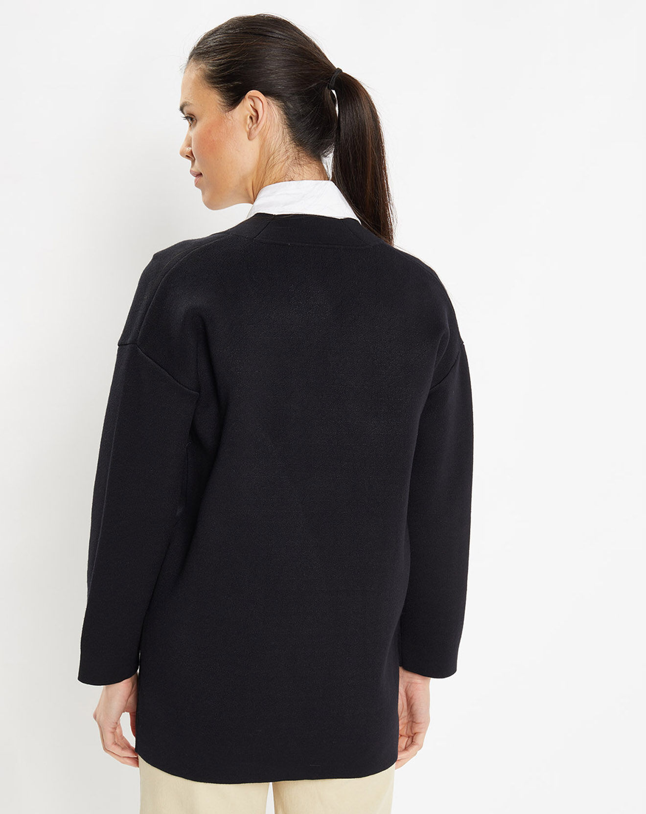 Galeries Lafayette Gilet ample Miso en Maille milano noir