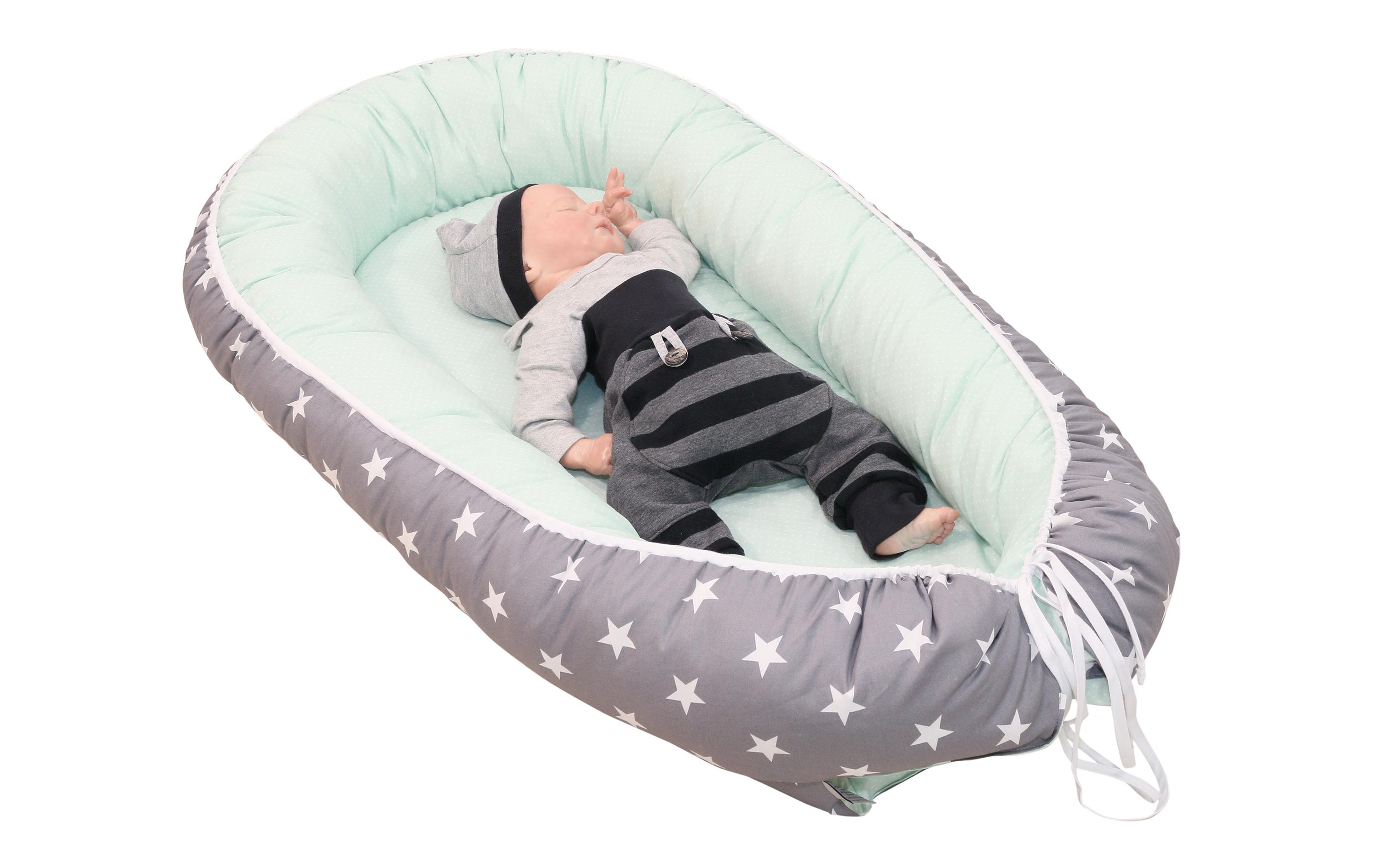 Babynest Sterne Mint/GrauBabynest mit Sternen, mint