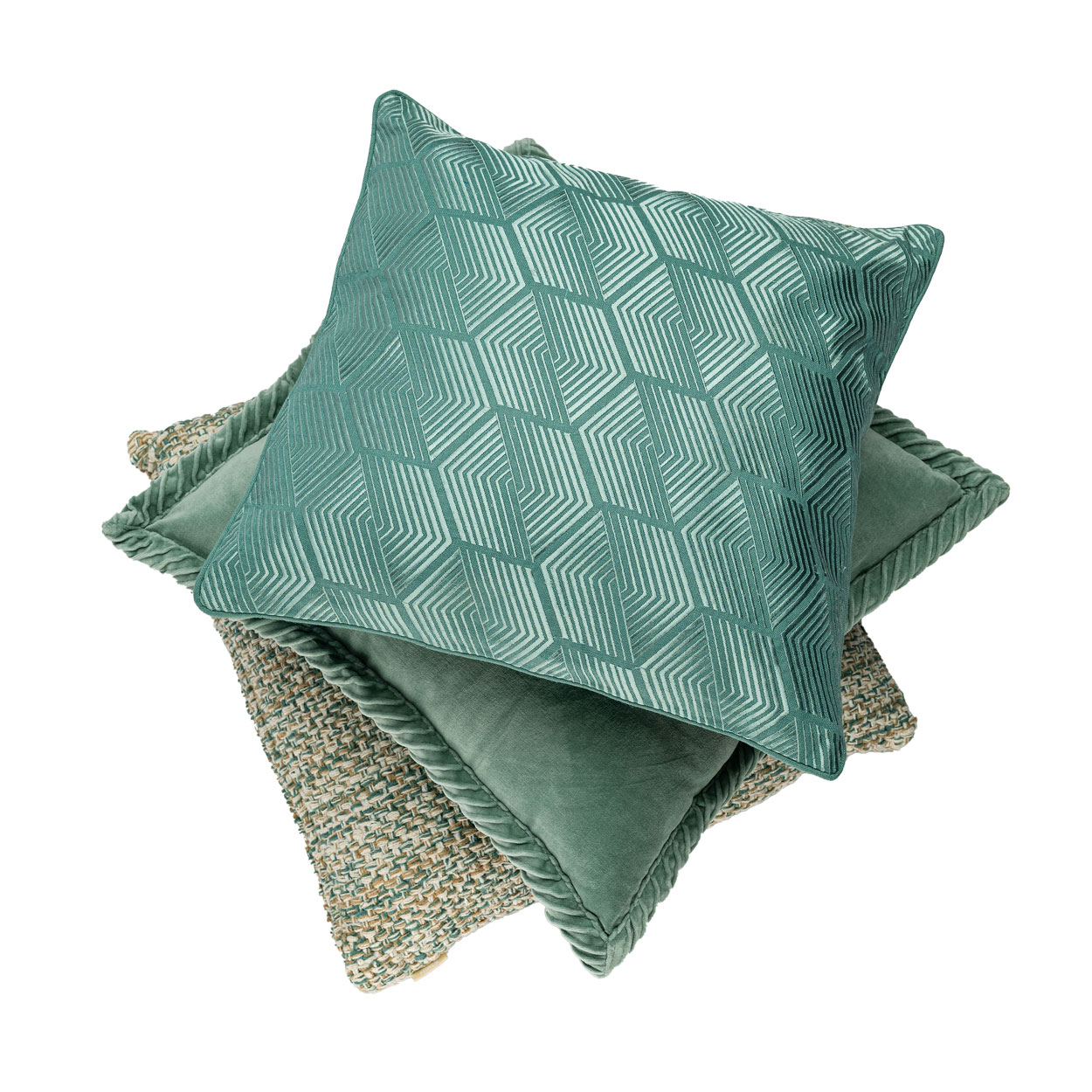 Kussen Art Deco linnen seablue