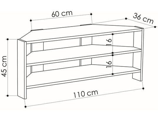CONCEPT1 - Meuble TV d'angle Thales - Blanc 110 x 45 x 36