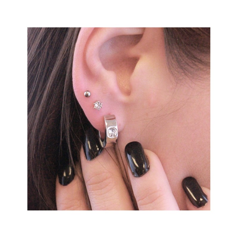 Boucles d'oreilles Rings - Argenté et Cristal