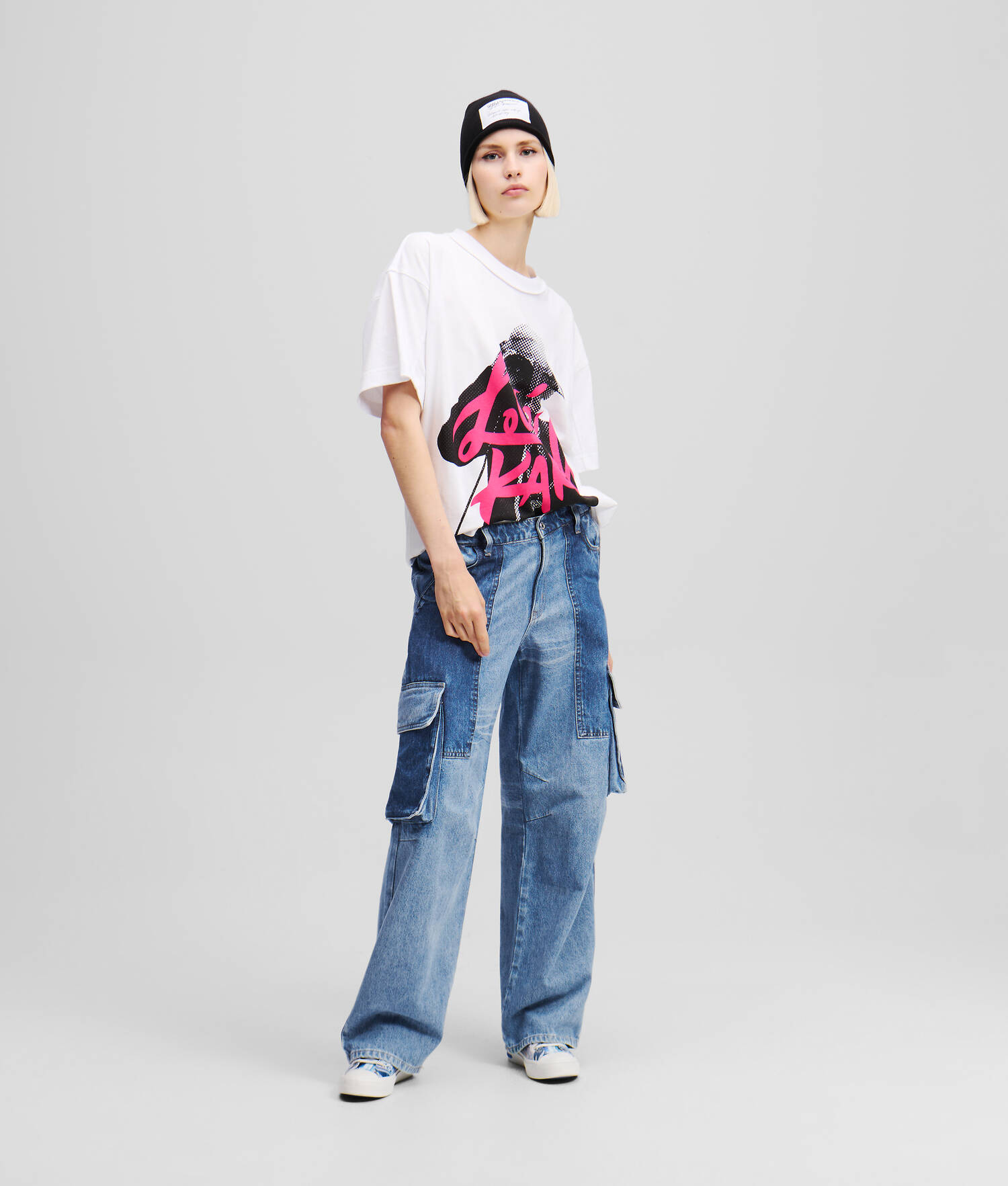 JEAN BAGGY STYLE UTILITAIRE KLJ X ATELIER RESERVÉ - Bleu patchwork