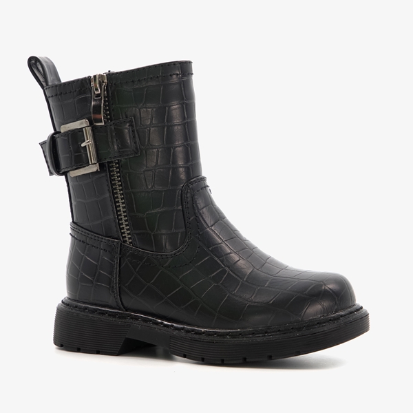 Blue Box meisjes biker boots met croco print