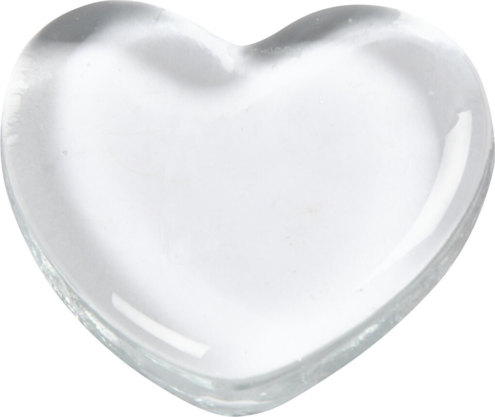 Hjerte - Str. 6,5X6,5 CM - Tykkelse 10 MM - Transparent - 1 Stk