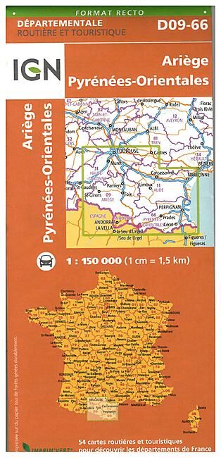 IGN - D09 66 ARIEGE P ORIENTALES ECHELLE 1 150 000