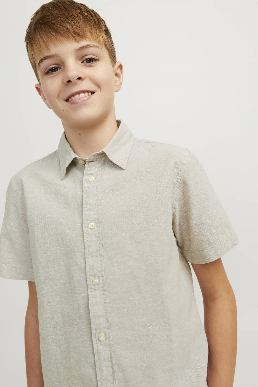 JACK & JONES overhemd JJELINEN BLEND beige