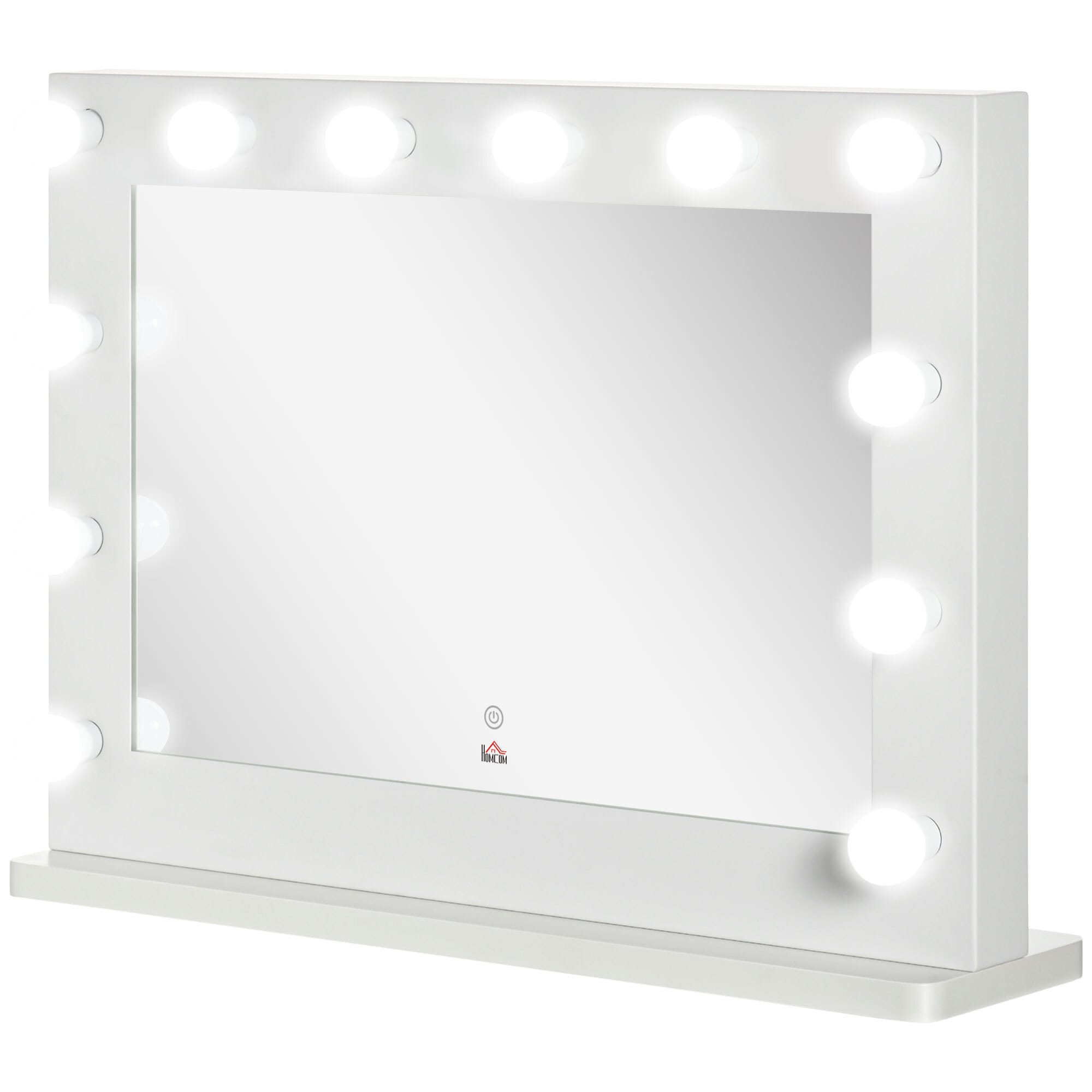 HOMCOM Tischstandspiegel mit 12 LED-Lampen weiß 80L x 60B x 20H cm