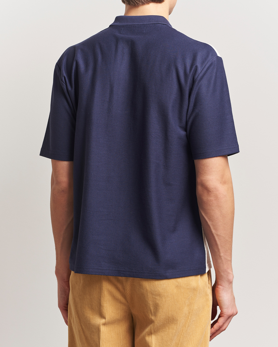 Palmes Textured Zip Polo White/Navy