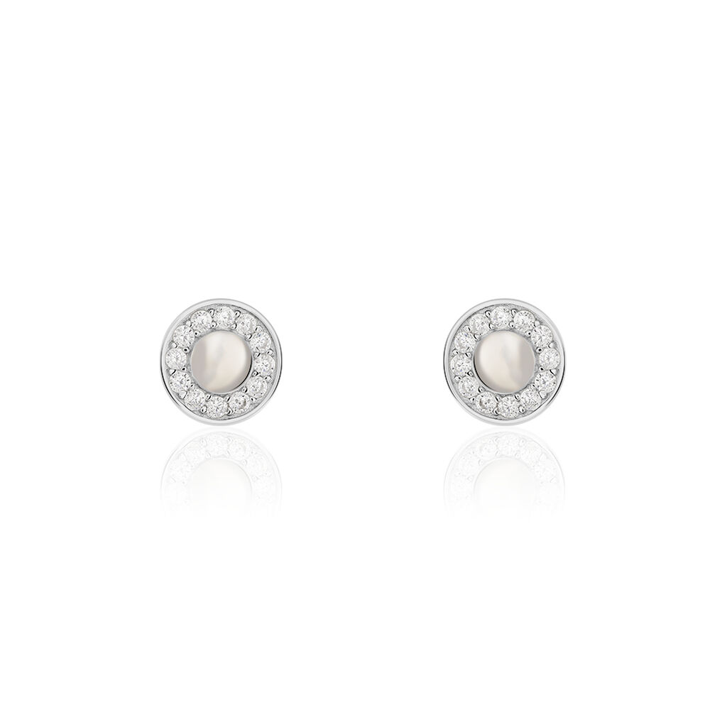 Boucles D'oreilles Puces Amory Argent Blanc Oxyde De Zirconium