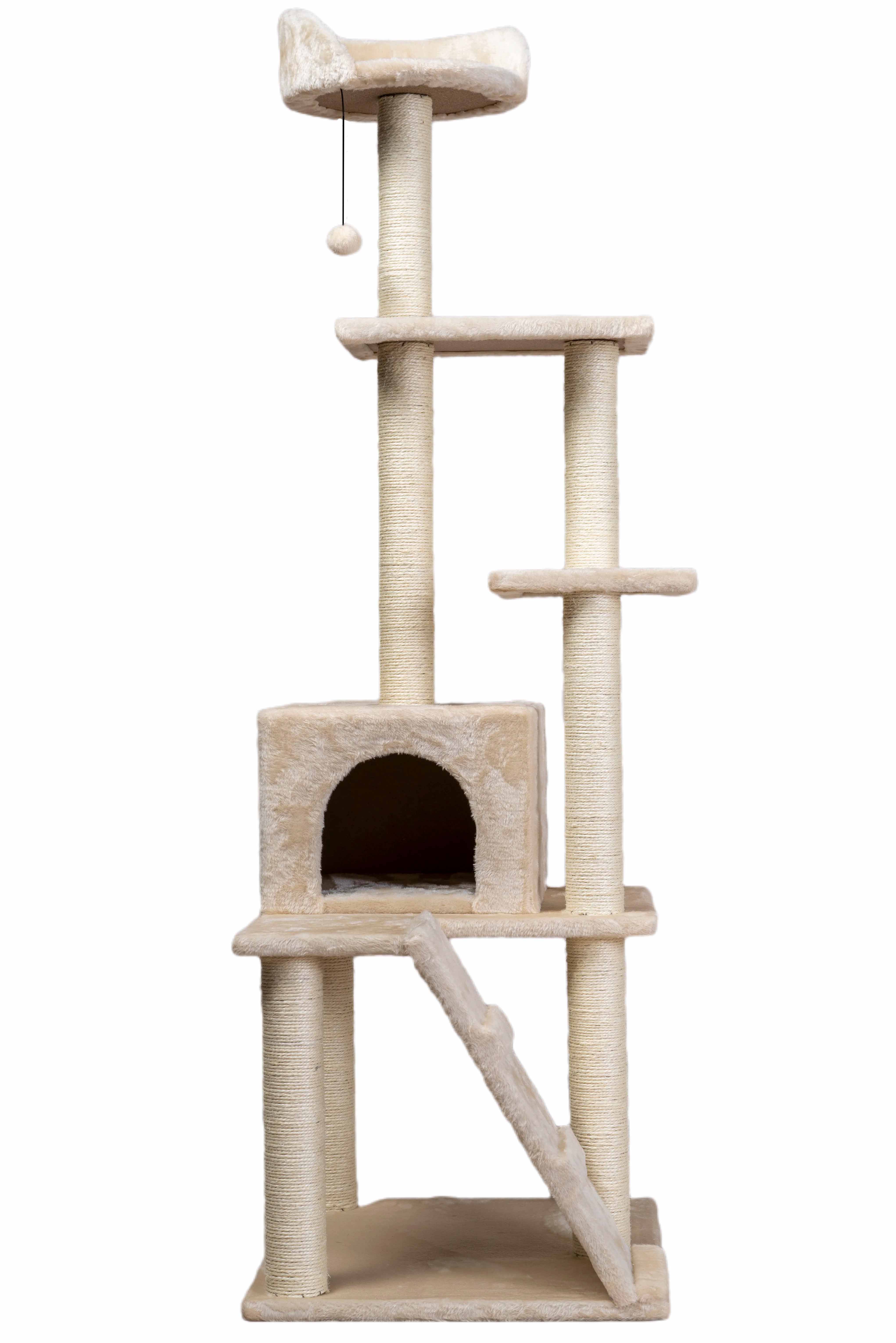 Arranhador para seis gatos WUAPU 35x49x155 bege