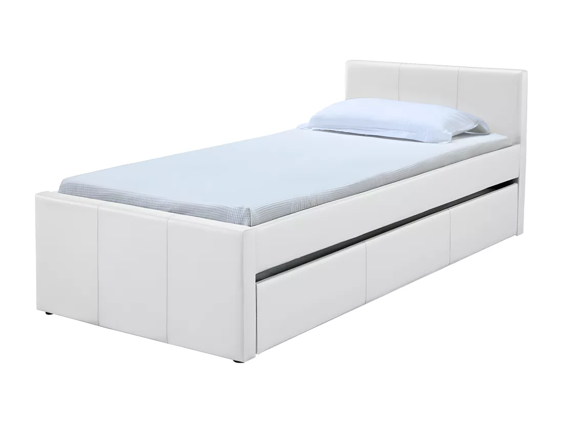 Lit gigogne blanc mat 90x190 cm MACCO