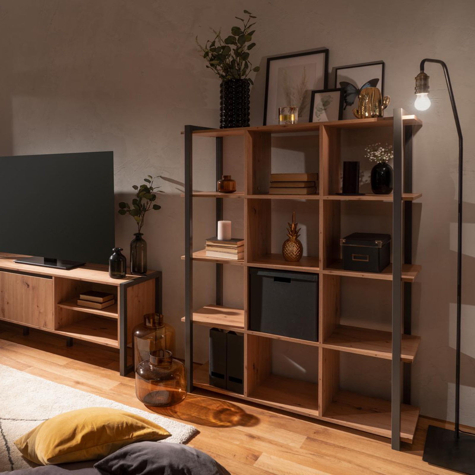 Standregal DENVER - Artisan Eiche-anthrazit - 145 cm