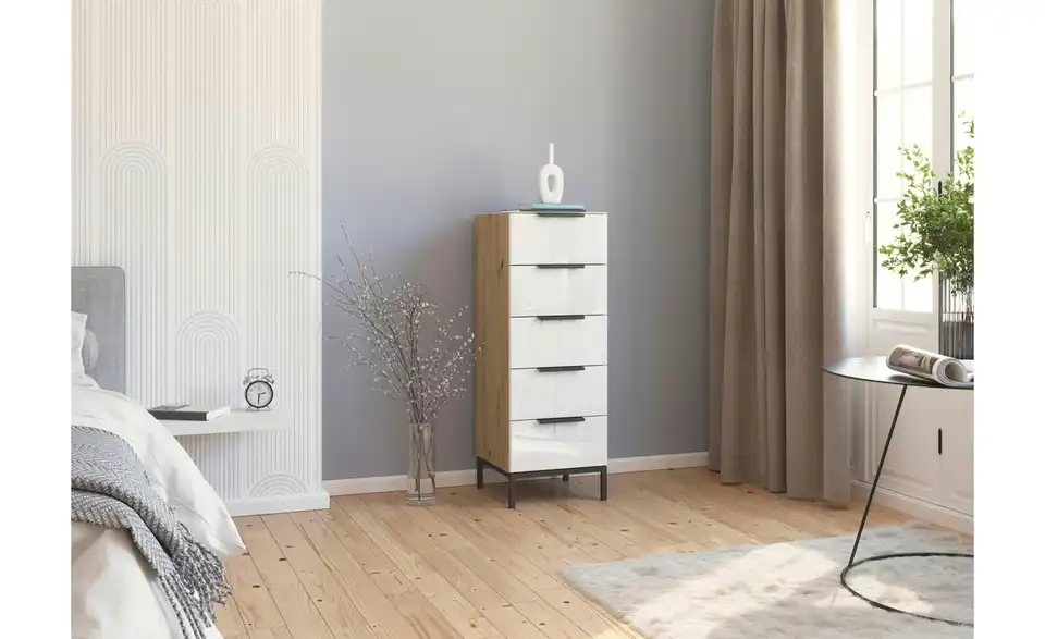 Kommode 40 cm Graphit Weiß, Eiche Artisan (Nachbildung)