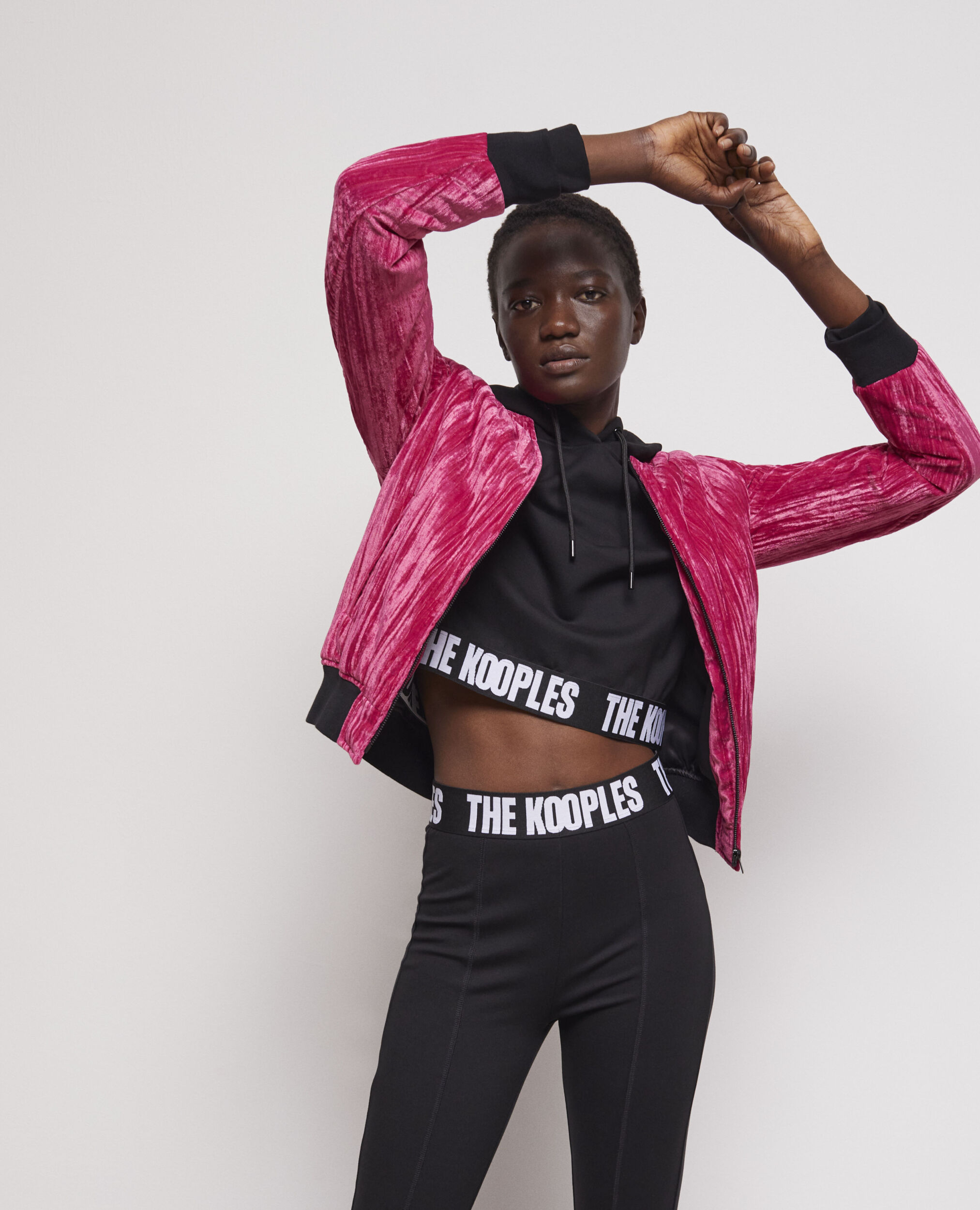 Blouson en velours rose