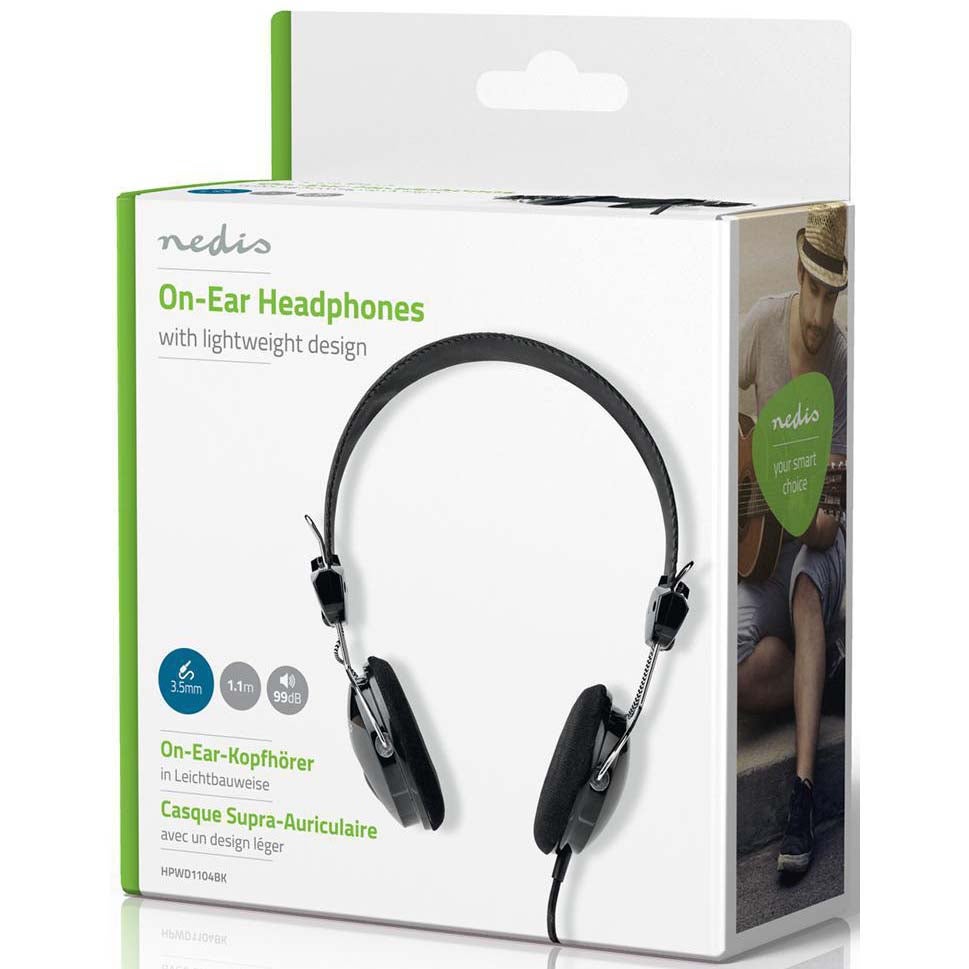 Nedis HPWD1104BK on-ear koptelefoon 3.5 mm zwart