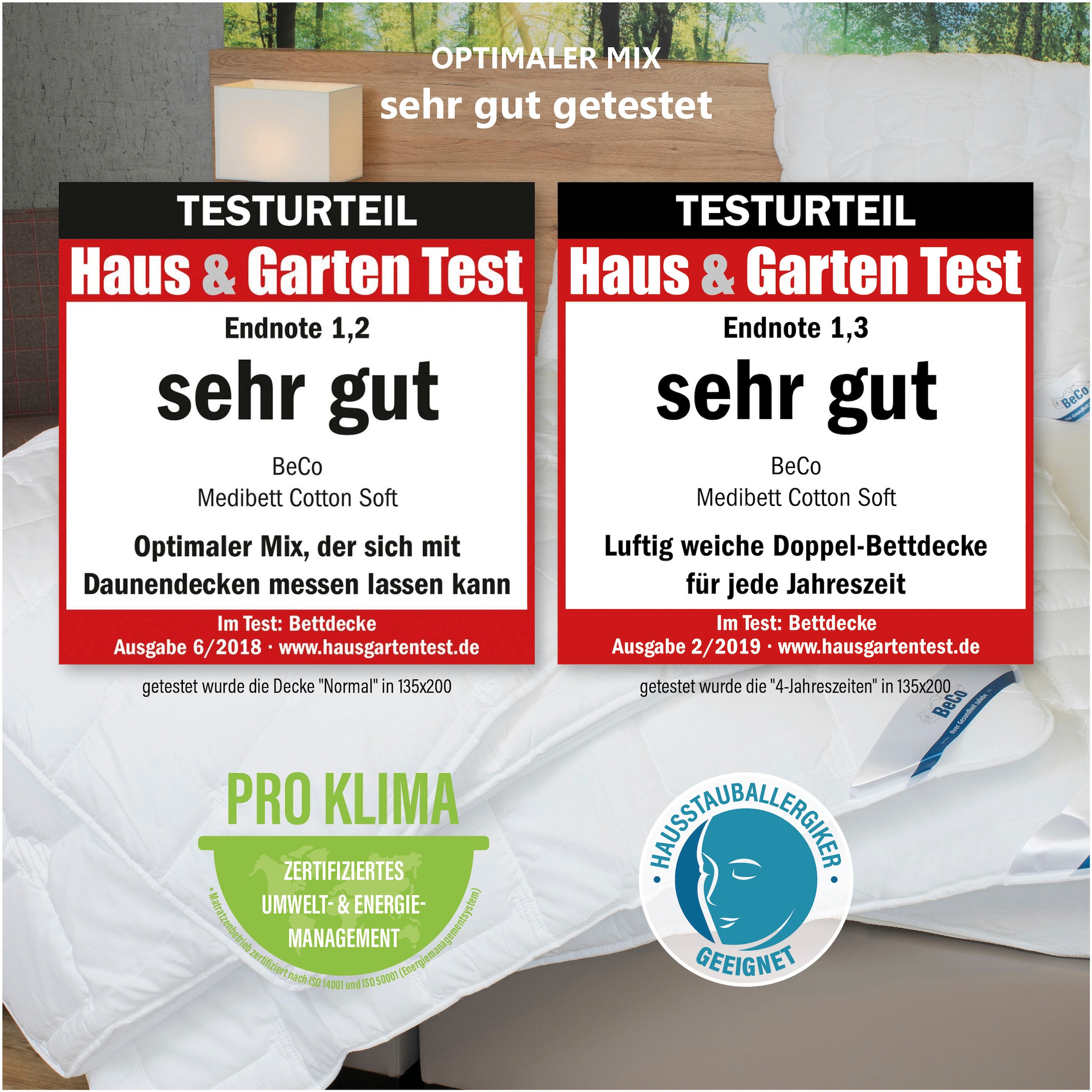 Beco Microfaserbettdecke »Medibett Cotton Soft, Bettdecken für Sommer und Winter, Decke« leicht Füllung Polyester 1 Stk. tlg. Bettdecke 135x200 cm, allergiker geeignet (Hausstauballerker)