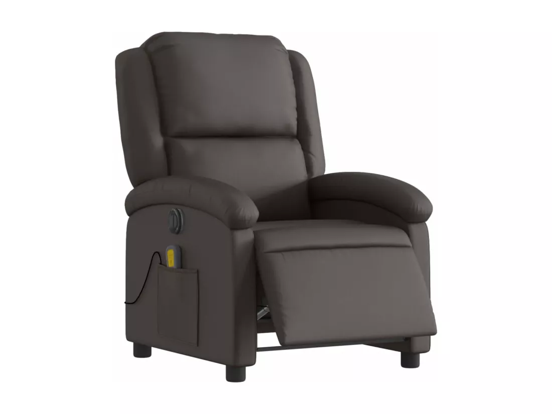 Fauteuil massant inclinable électrique marron foncé