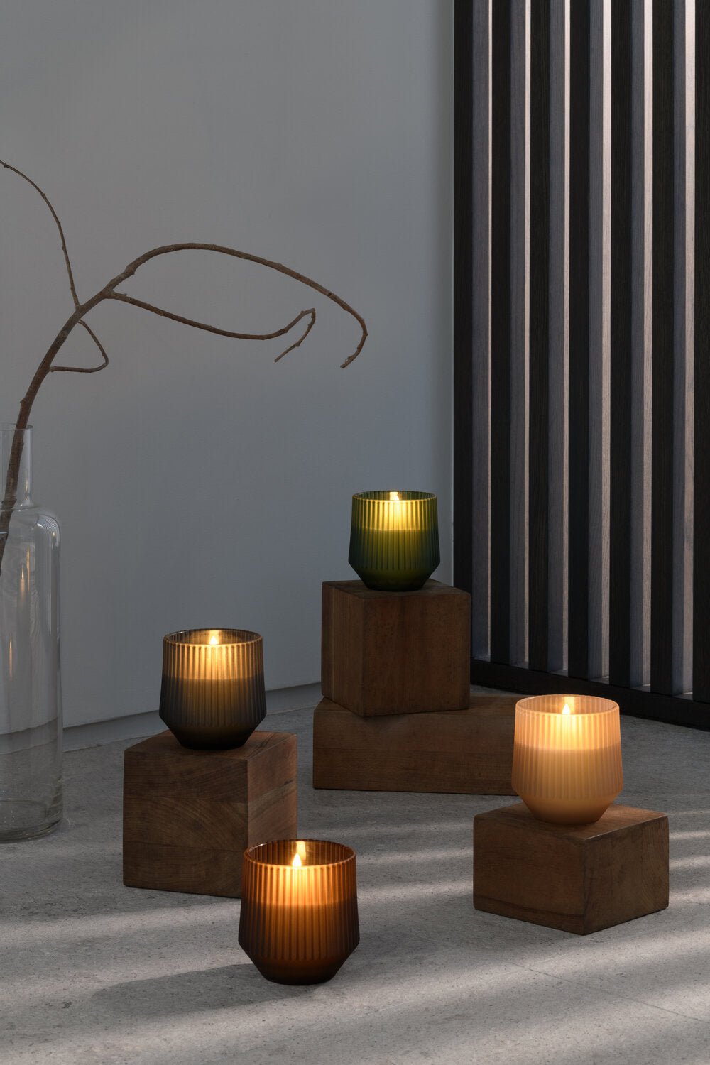 Uyuni  Glas LED duftlys, Beige - Ø8,5 x H9,5 cm