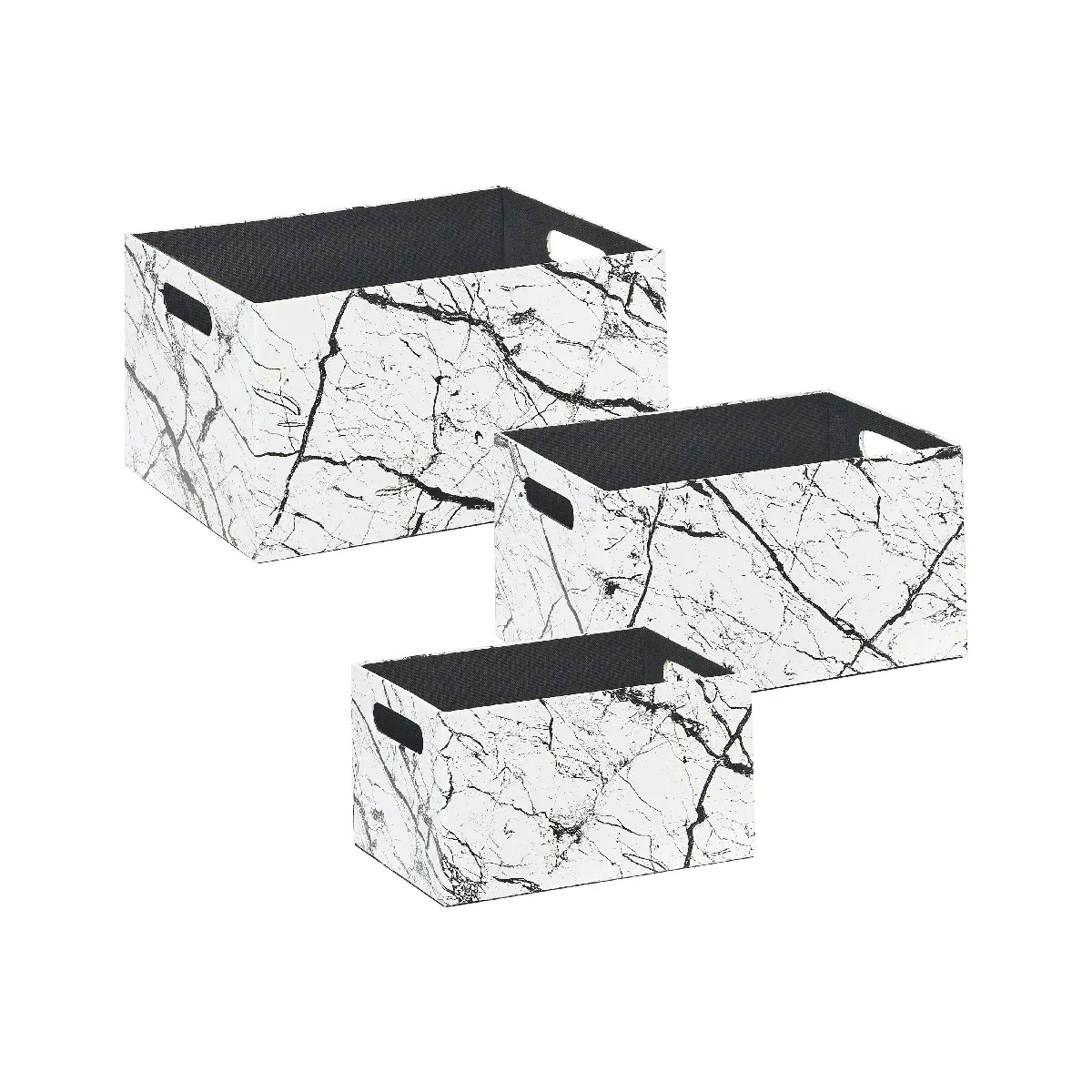 Beliani Lot de 3 Paniers Cuir PU Blanc LARSA