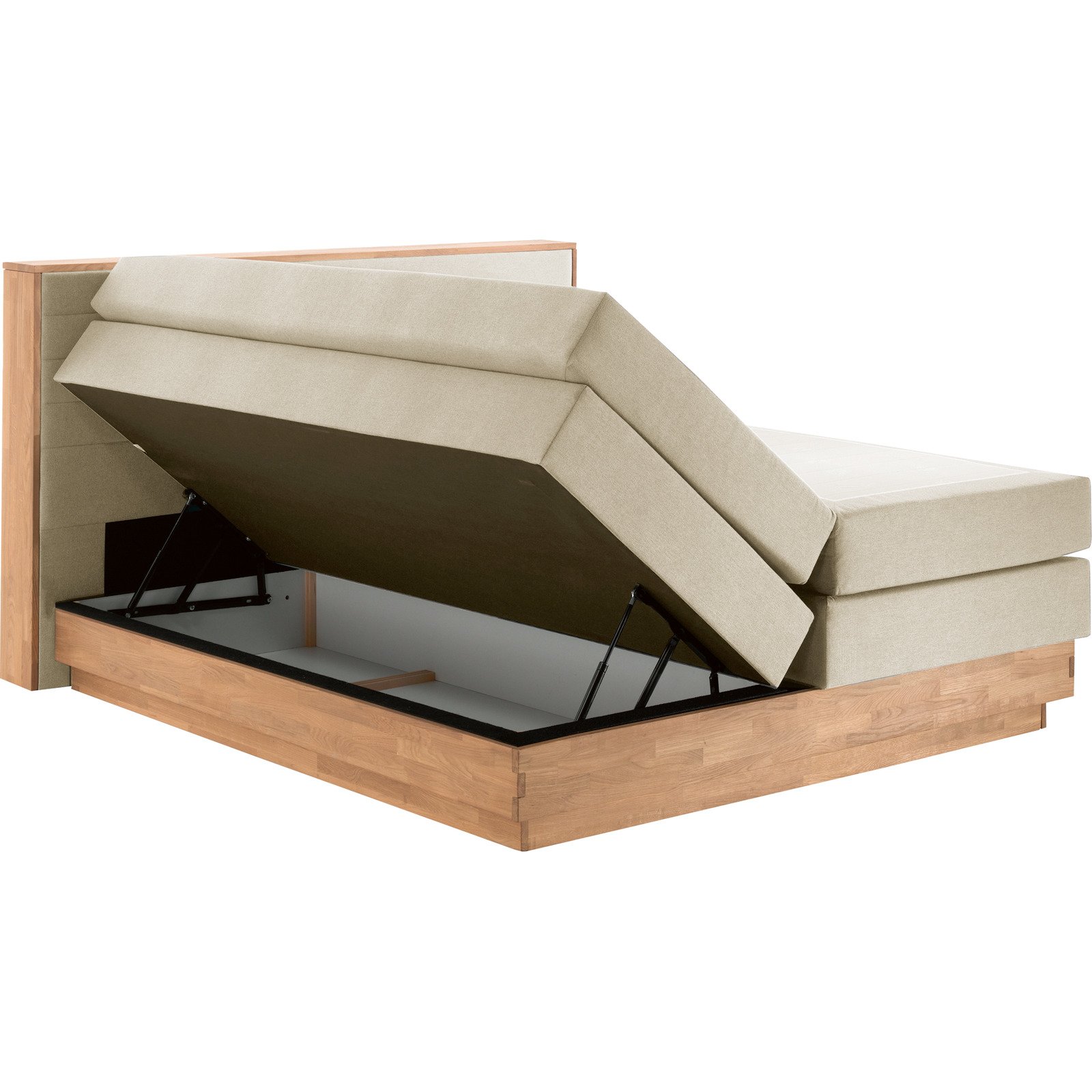 Boxspringbett Mila Eiche Massiv 200 x 200 cm, beige