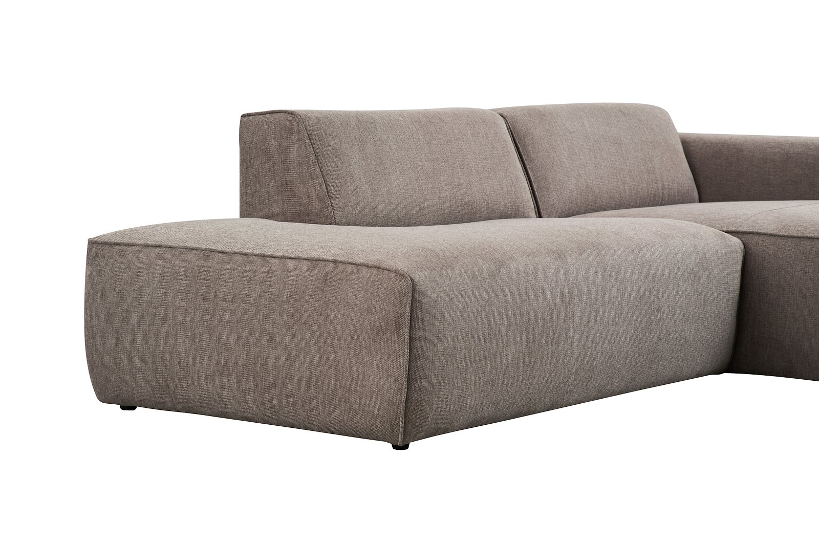 Enjoy sofa Sjeselong høyre, 1,5-seter og åpen ende venstre. Tekstil Brego 34 stone