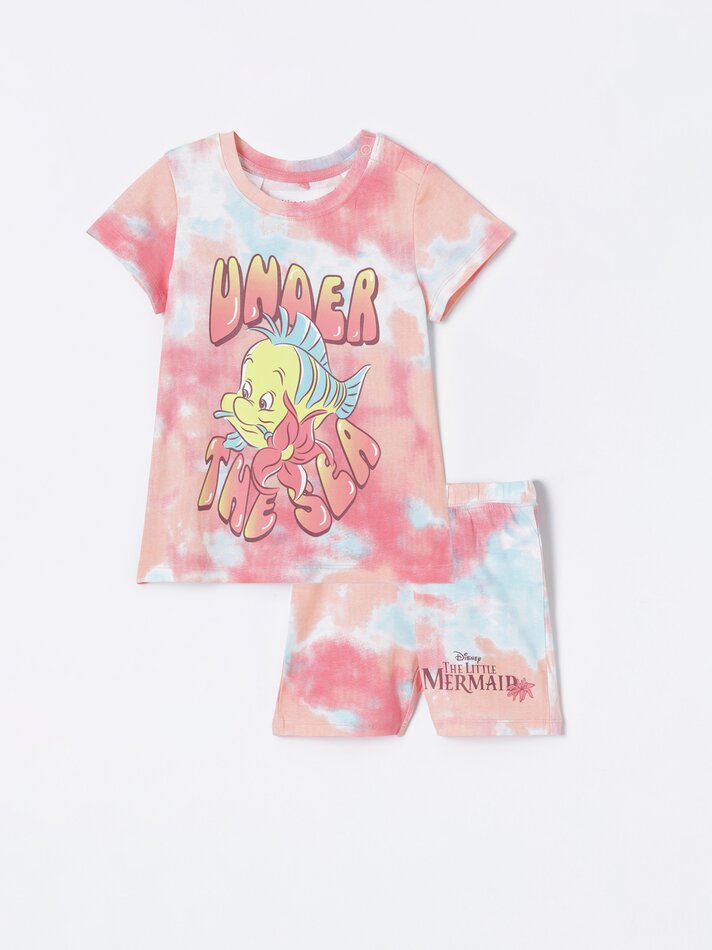 Conjunto de camiseta e shorts da Pequena Sereia ©DS - Laranja