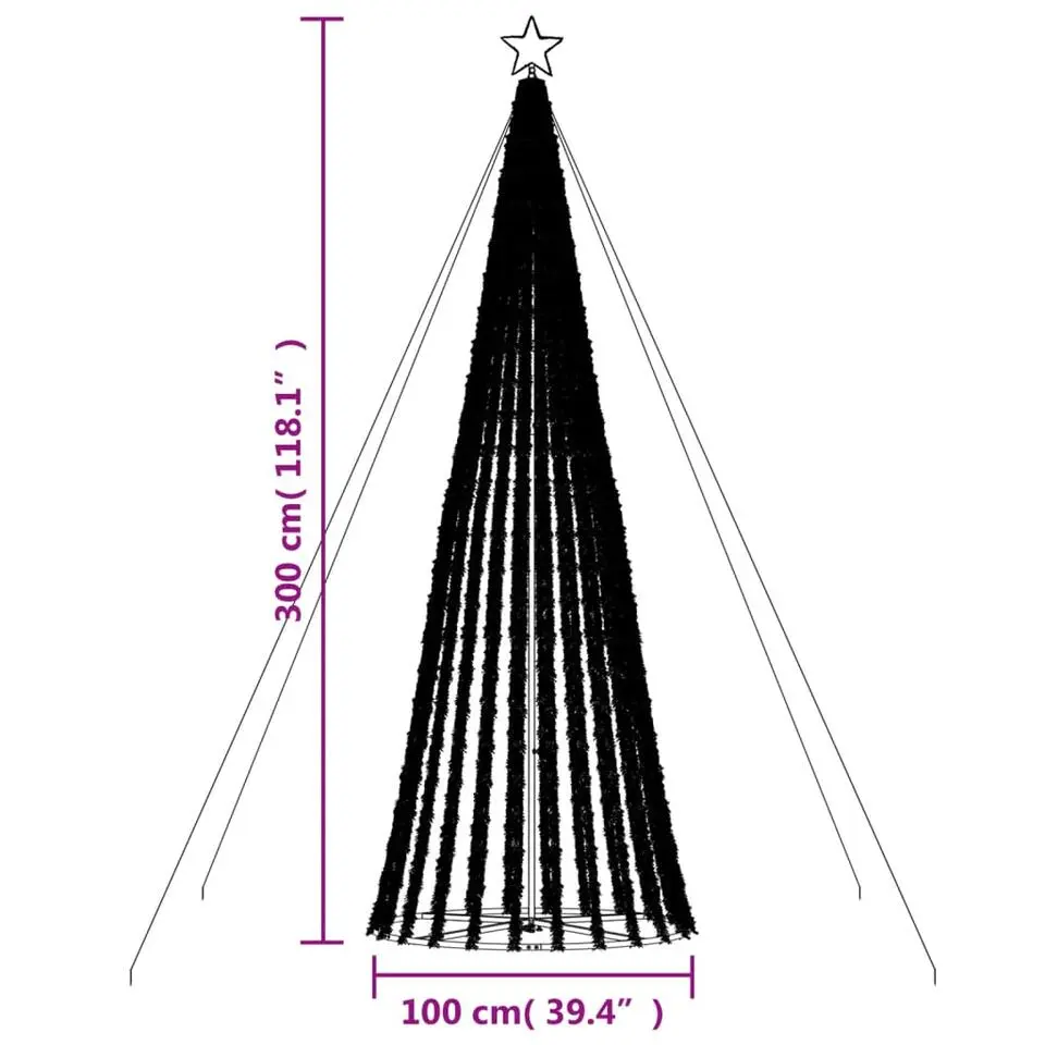 vidaXL - LED-kerstboom met spikes 688 LEDs 100x300 cm - Koudwit - Koper, ijzer