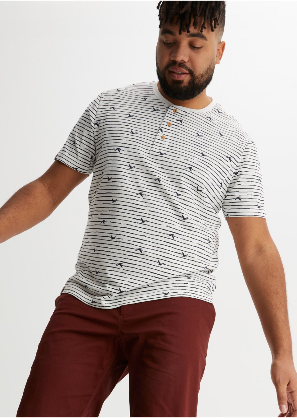 T-shirt col Henley, manches courtes