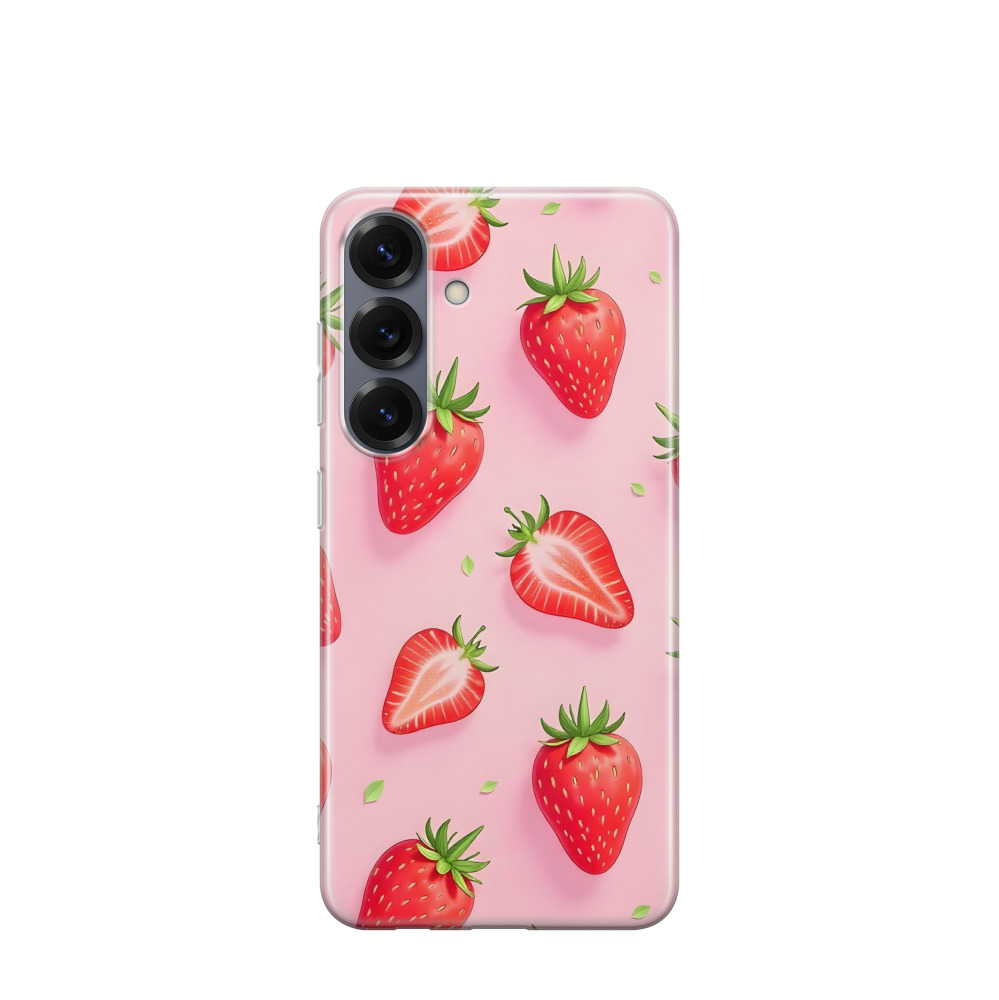 Samsung Galaxy S25 Gummi Hülle Sommer Erdbeere - Rot