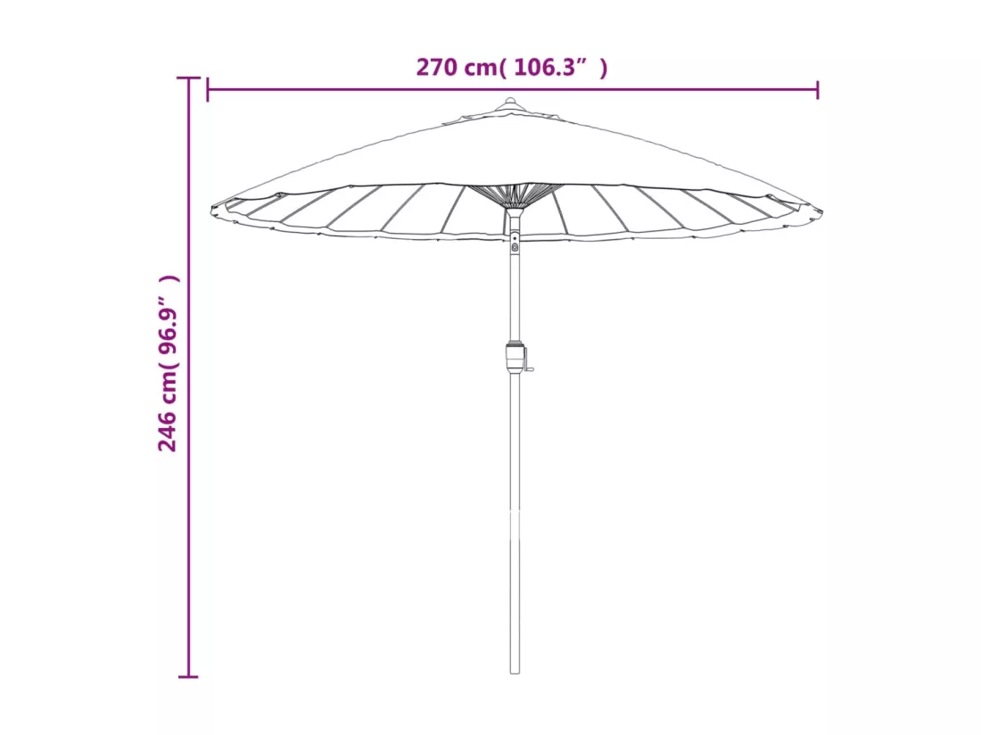 Parasol d'extérieur avec mât en aluminium 270 cm Vert