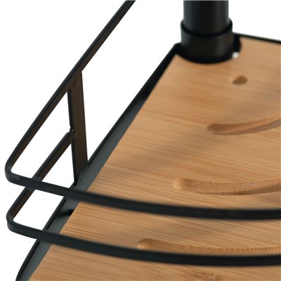 Étagère de douche télescopique inox et bambou