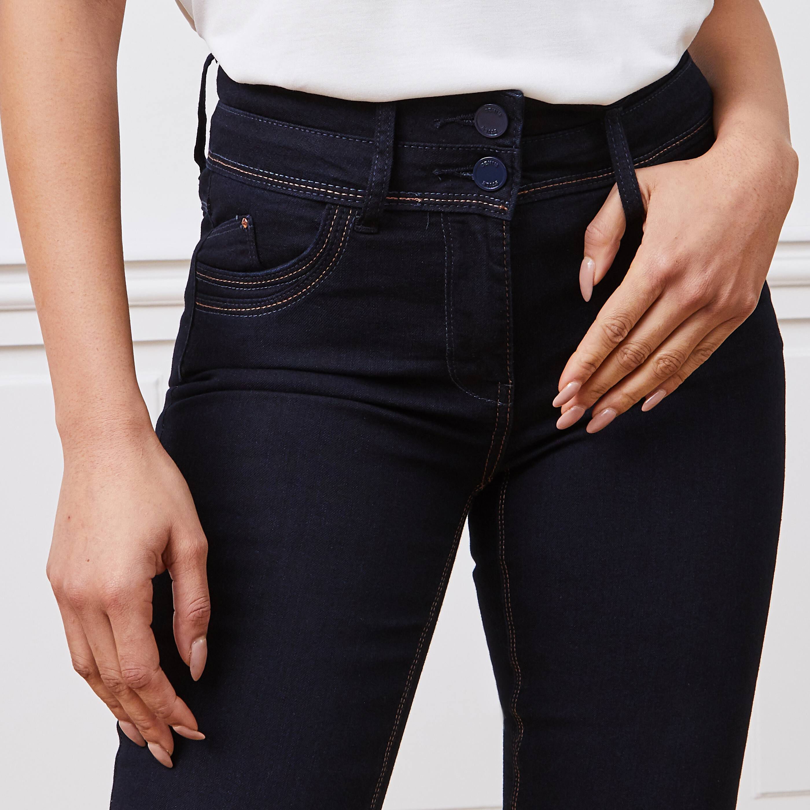 Jean raccourci taille haute HANOI femme - BLUE BLACK