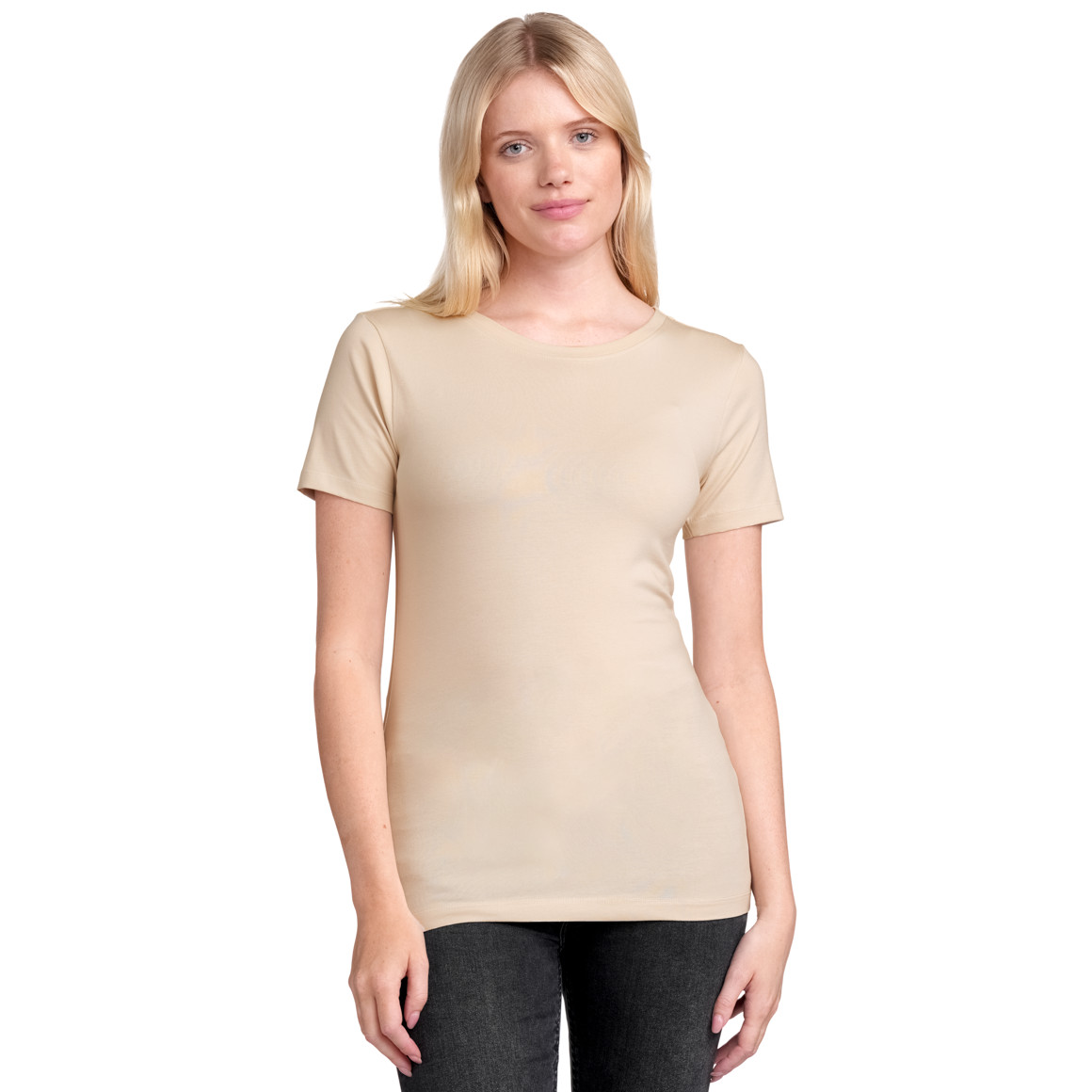Gina Benotti Damen T-Shirt im Basic-Look beige